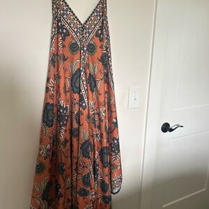 World Market Bohemian Jumpsuit L/XL Spaghetti Strap Wide Leg Palazzo Romper